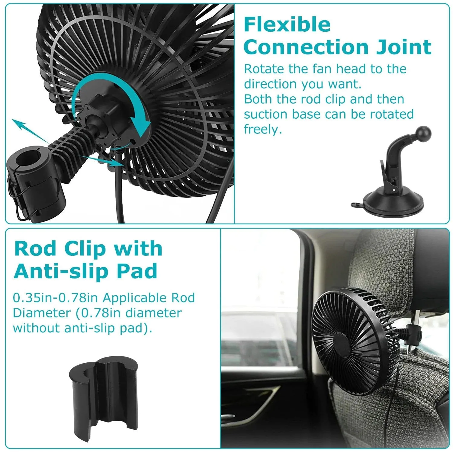 Portable Rotatable Car Cooling Fan