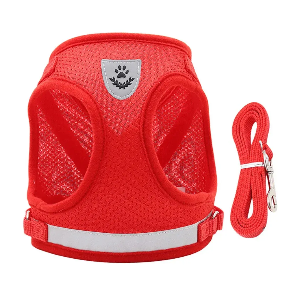 Reflective Mesh Cat Harness and Leash Set – Adjustable, Escape-Proof, for Small Pets