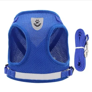 Reflective Mesh Cat Harness and Leash Set – Adjustable, Escape-Proof, for Small Pets