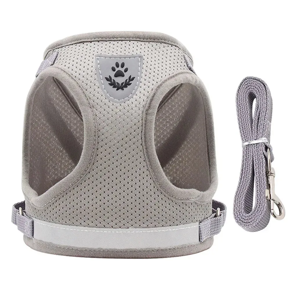 Reflective Mesh Cat Harness and Leash Set – Adjustable, Escape-Proof, for Small Pets