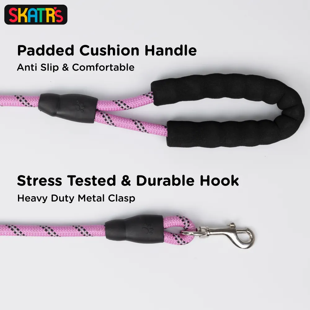 Skatrs Reflective Nylon Rope Leash for Dogs (Pink)