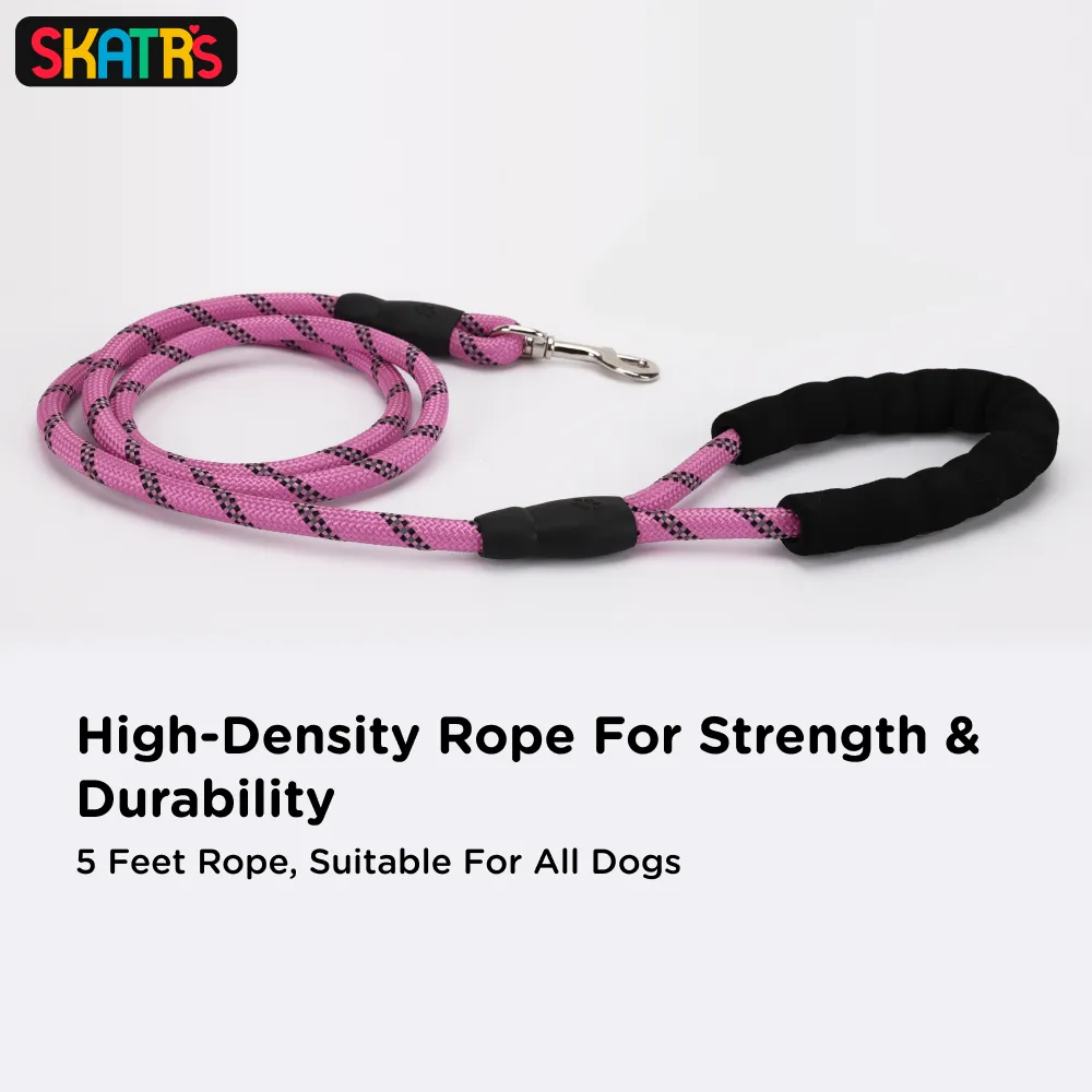 Skatrs Reflective Nylon Rope Leash for Dogs (Pink)