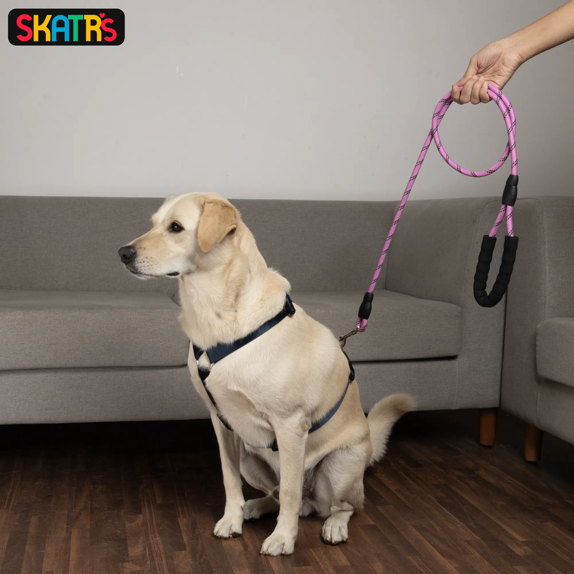 Skatrs Reflective Nylon Rope Leash for Dogs (Pink)
