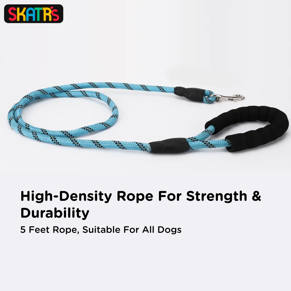 Skatrs Reflective Nylon Rope Leash for Dogs (Sky Blue)