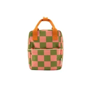 Small Farmhouse Checkerboard Backpack - Sprout Green   Flower Pink by Sticky Lemon