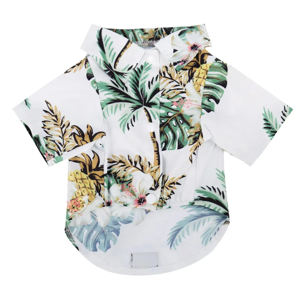 Summer Dog Clothes | Cool Beach Hawaiian Style Dog and Cat Shirt | Short Sleeve Coconut Tree Print | 2024 New Fashion Gift for Pets