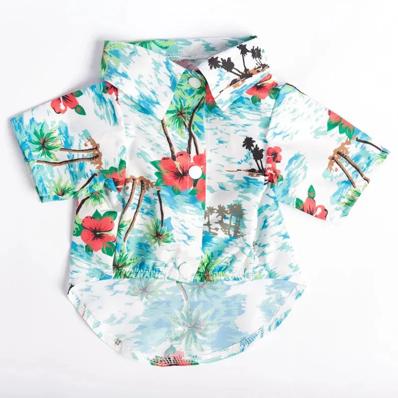 Summer Dog Clothes | Cool Beach Hawaiian Style Dog and Cat Shirt | Short Sleeve Coconut Tree Print | 2024 New Fashion Gift for Pets
