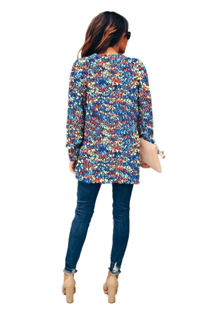 Women's Color Block Oversized Sweaters for Leggings Crewneck Side Slit Tunic Tops