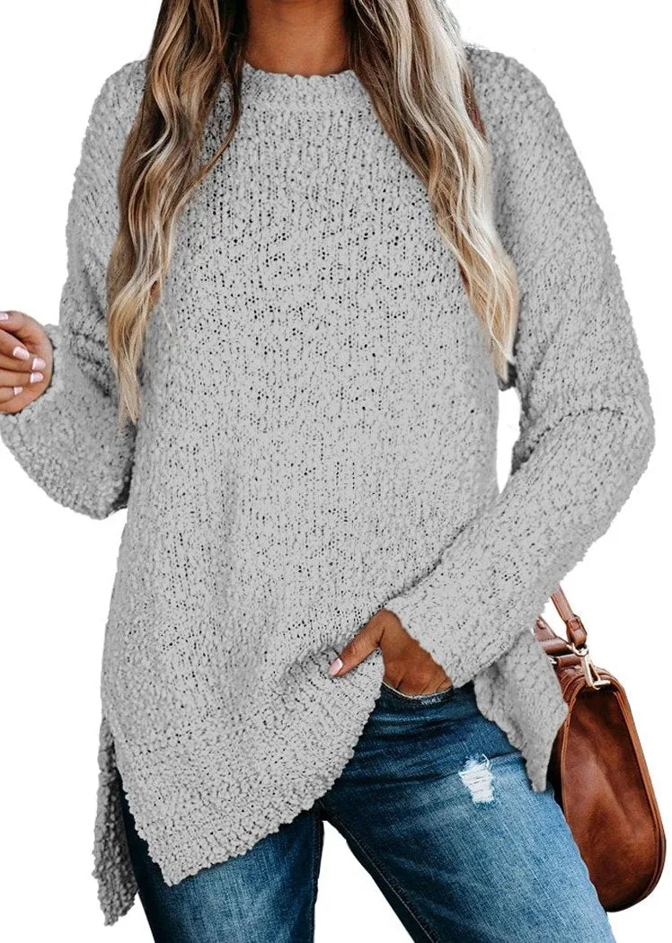Women's Oversized Sweaters for Leggings Crewneck Side Slit Tunic Tops
