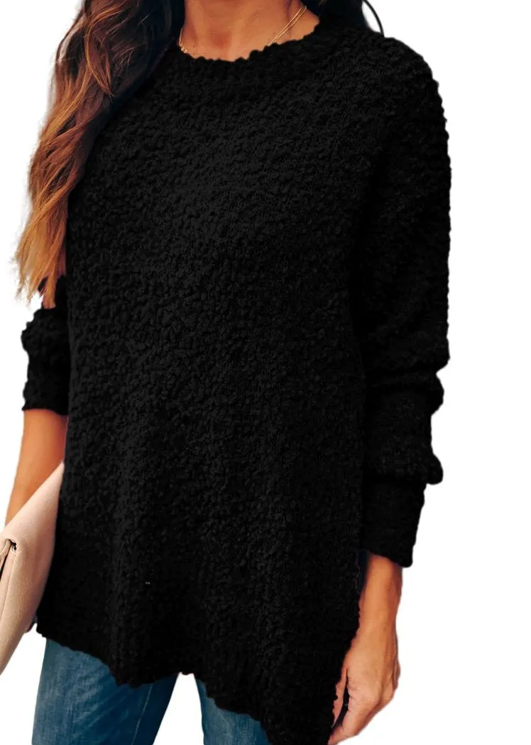 Women's Oversized Sweaters for Leggings Crewneck Side Slit Tunic Tops