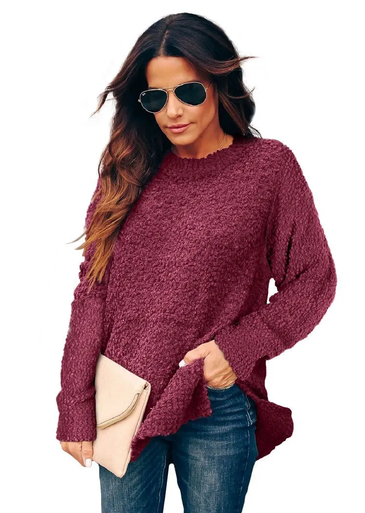 Women's Oversized Sweaters for Leggings Crewneck Side Slit Tunic Tops