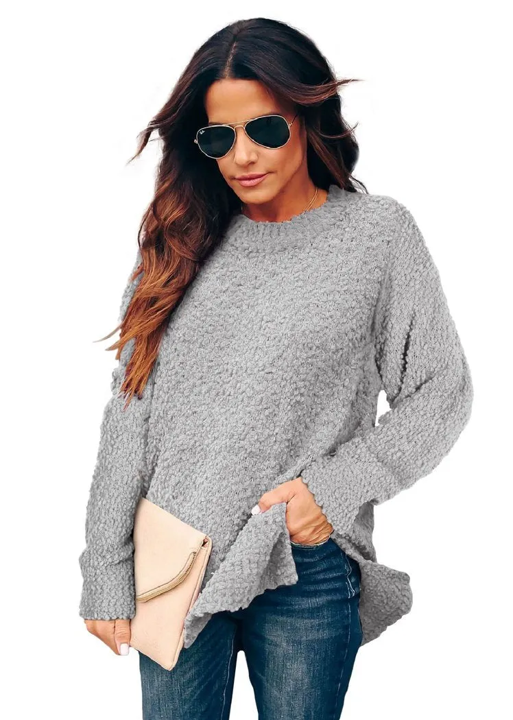 Women's Oversized Sweaters for Leggings Crewneck Side Slit Tunic Tops
