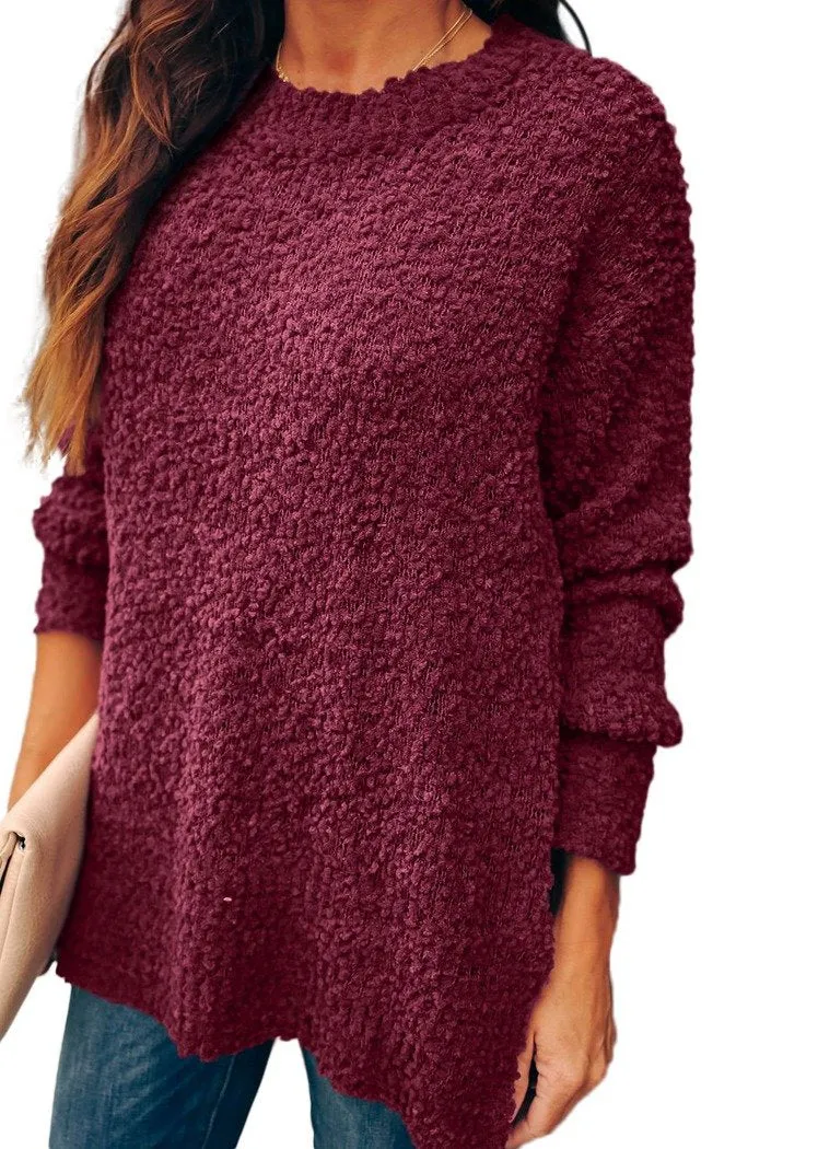 Women's Oversized Sweaters for Leggings Crewneck Side Slit Tunic Tops