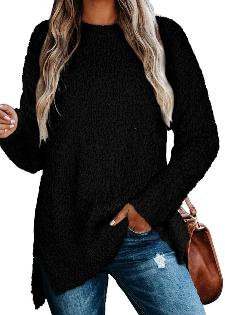 Women's Oversized Sweaters for Leggings Crewneck Side Slit Tunic Tops