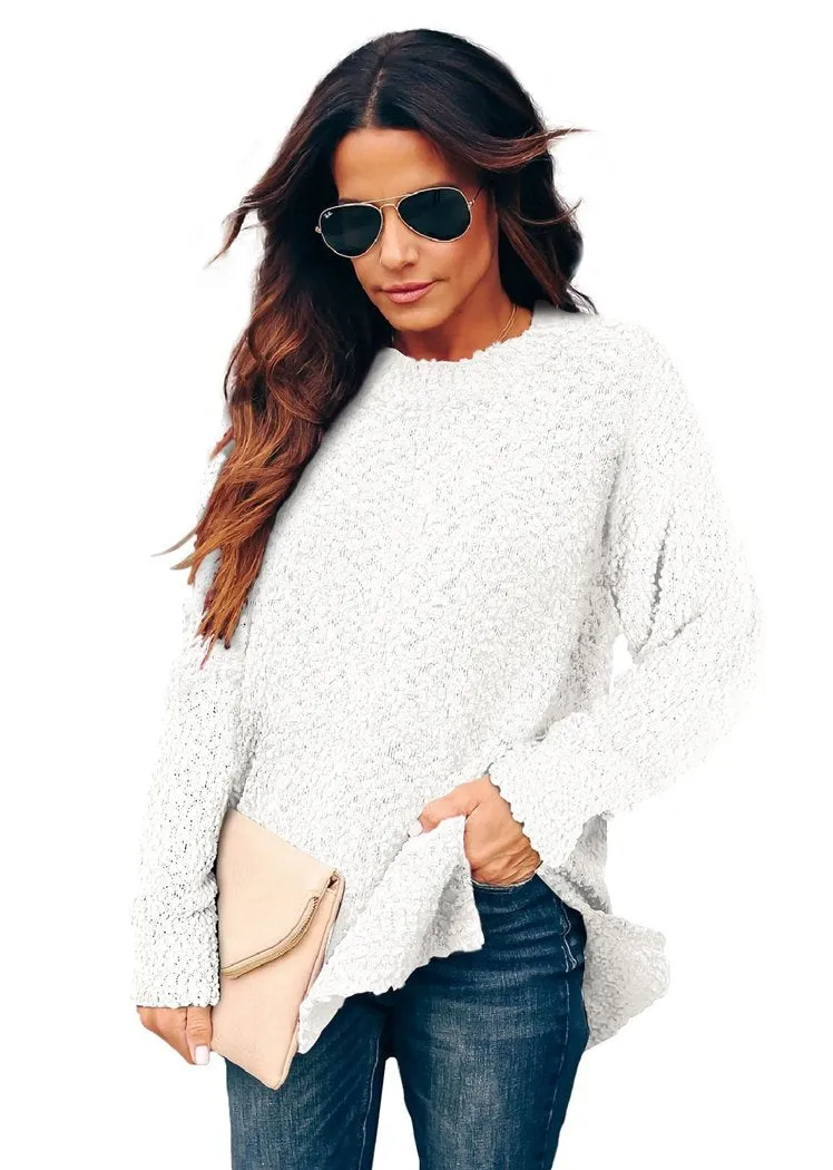 Women's Oversized Sweaters for Leggings Crewneck Side Slit Tunic Tops