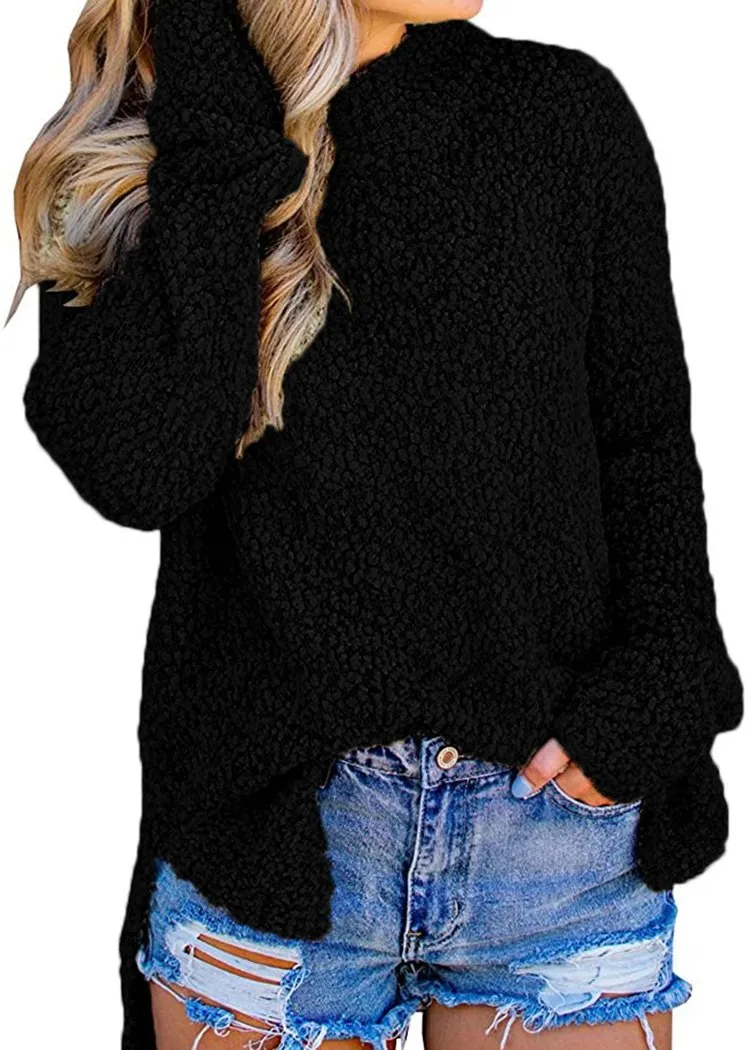 Women's Oversized Sweaters for Leggings Crewneck Side Slit Tunic Tops