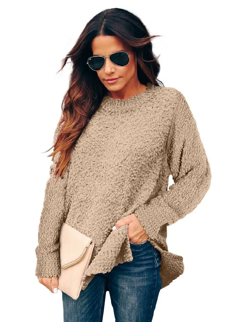 Women's Oversized Sweaters for Leggings Crewneck Side Slit Tunic Tops