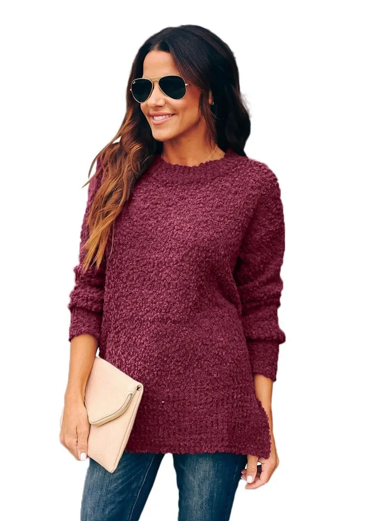 Women's Oversized Sweaters for Leggings Crewneck Side Slit Tunic Tops