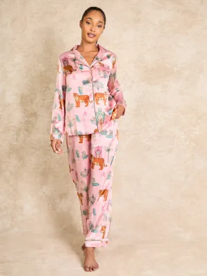 Womens Satin Traditional Pyjamas Monkey Business