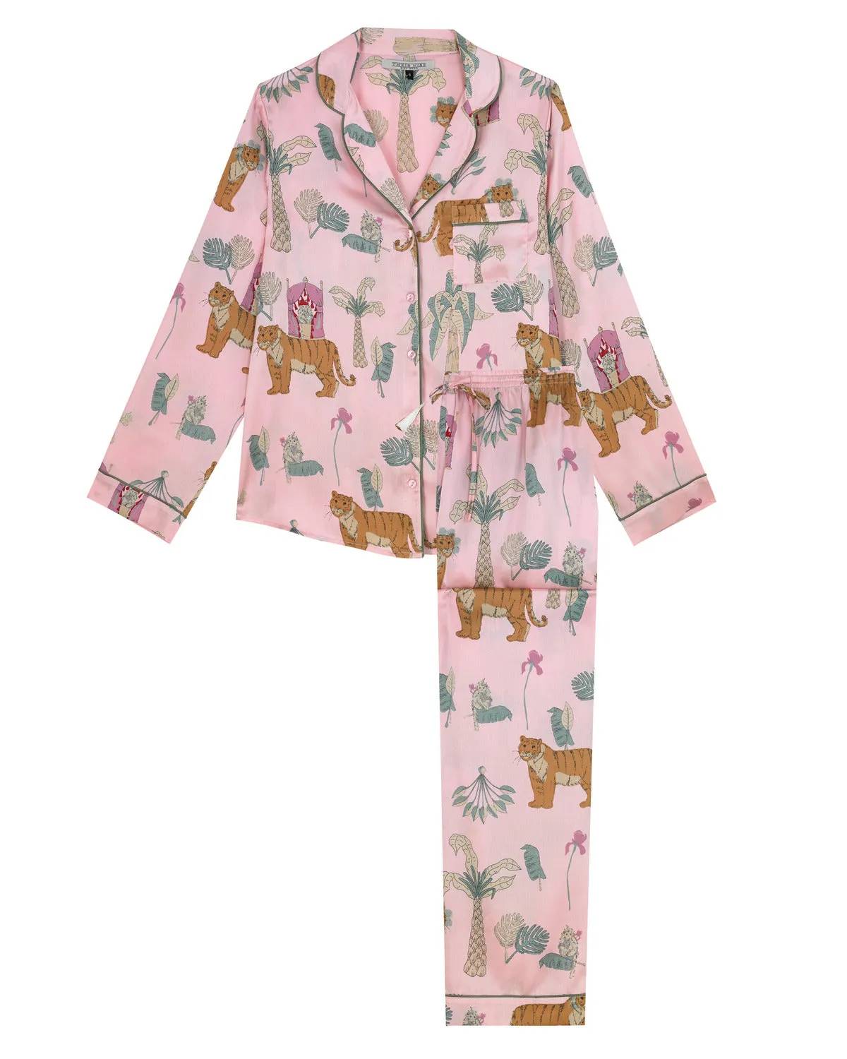 Womens Satin Traditional Pyjamas Monkey Business