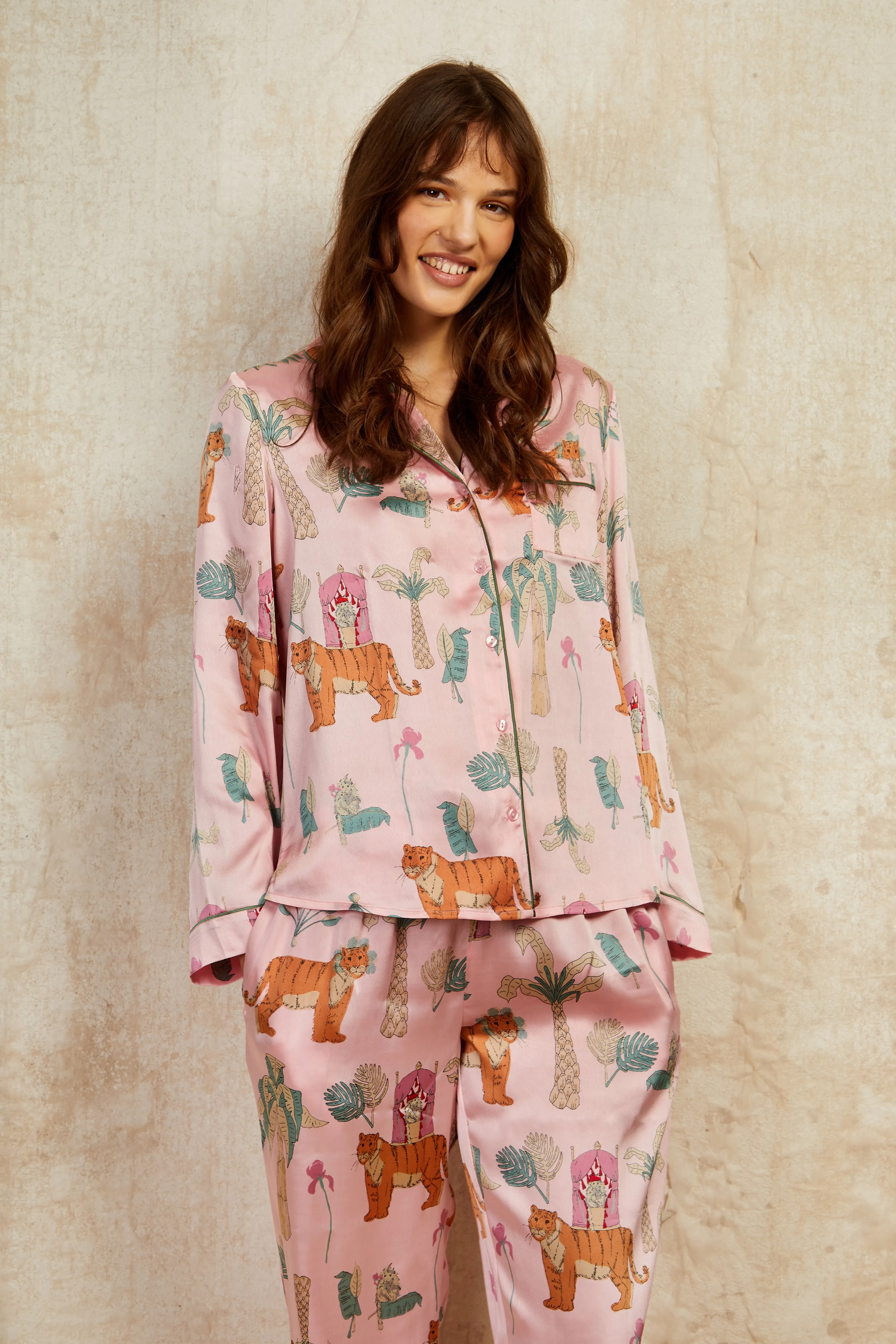 Womens Satin Traditional Pyjamas Monkey Business